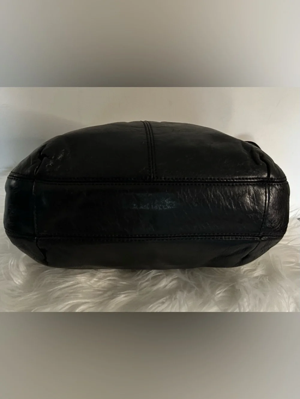 Coach Black Leather Shoulder Bag Snake Embossed Gold Hardware